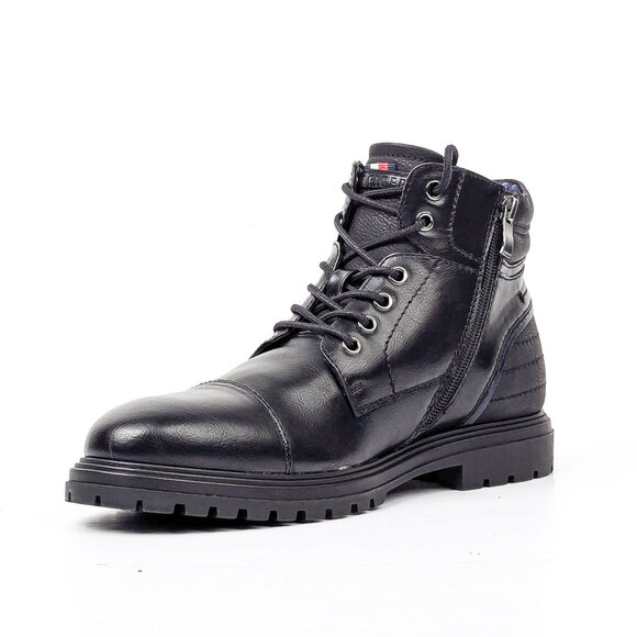 Tommy Hilfiger Men Oregon Black Faux Leather Combat Ankle Boots size 8 - Picture 3 of 10